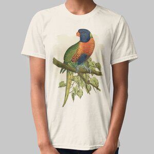 Rainbow Lorikeet Vintage Parrot Print Short Sleeve Graphic Tee T-shirt S M L XL